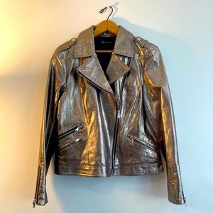 INC metallic moto jacket, M